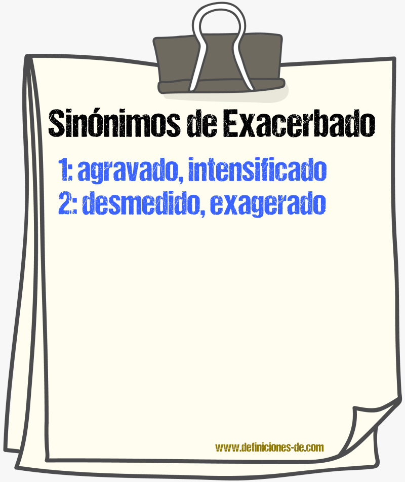 Sinónimos de exacerbado