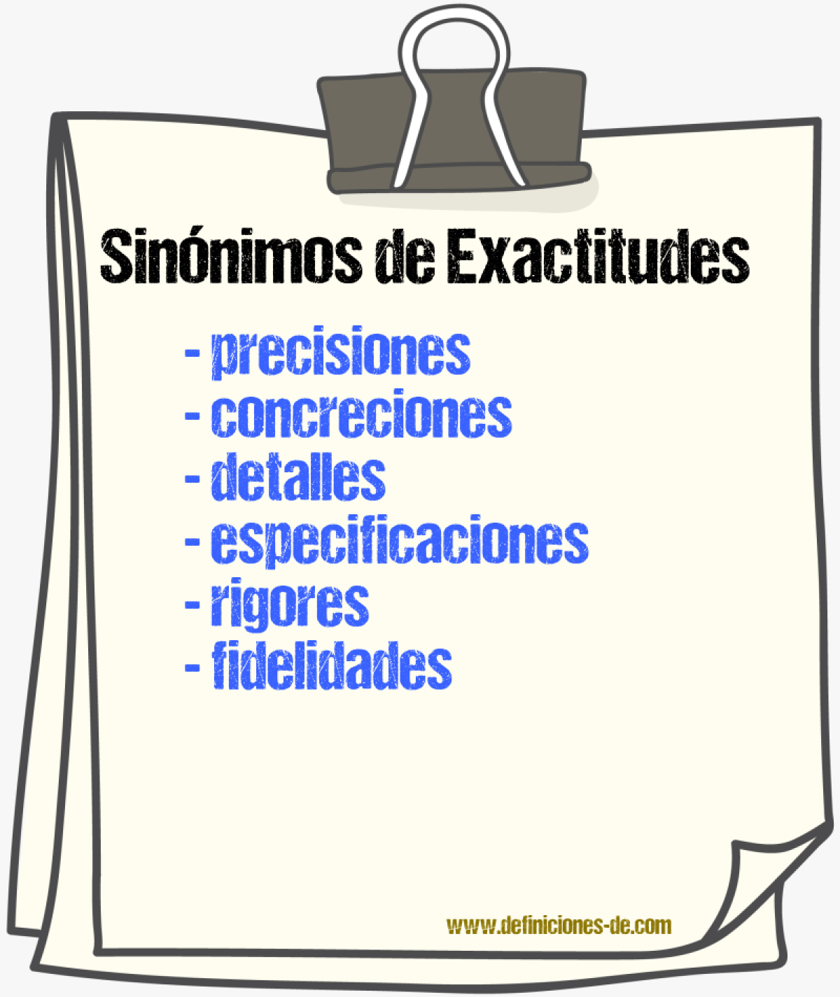 Sinónimos de exactitudes