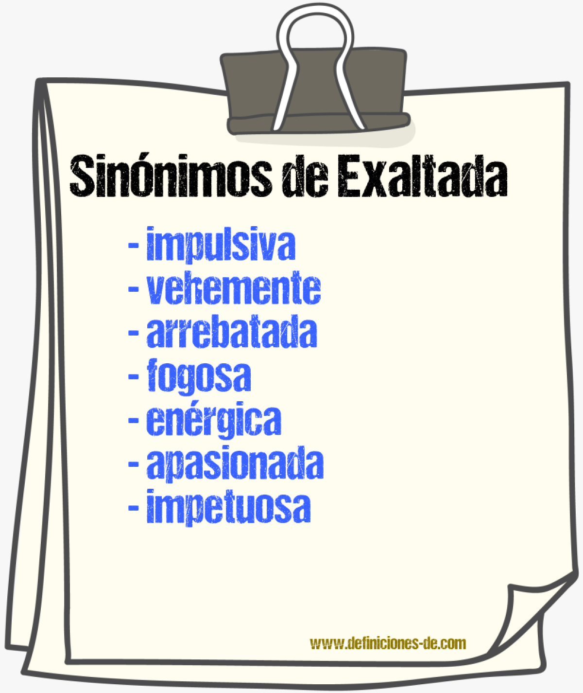 Sinónimos de exaltada