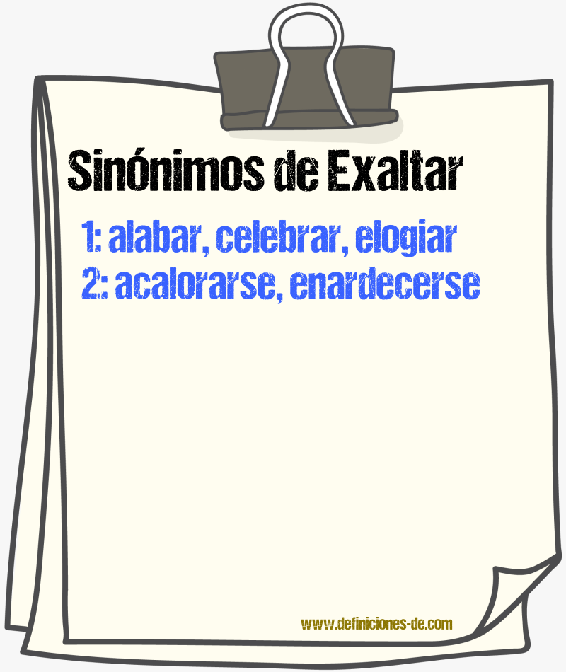 Sinnimos de exaltar