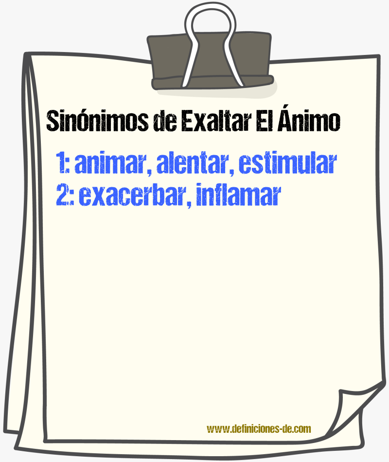 Sinónimos de exaltar el ánimo