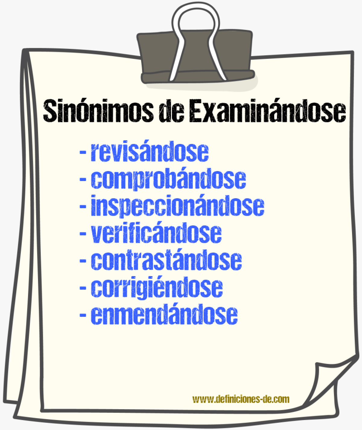 Sinónimos de examinándose