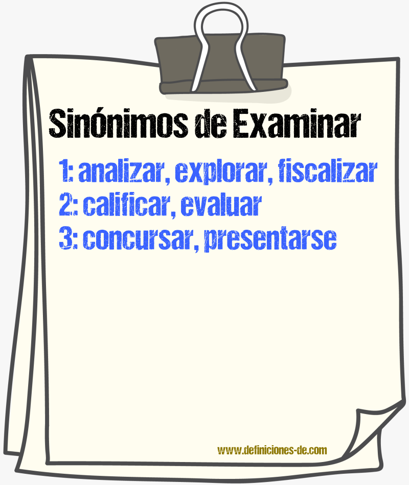 Sinnimos de examinar