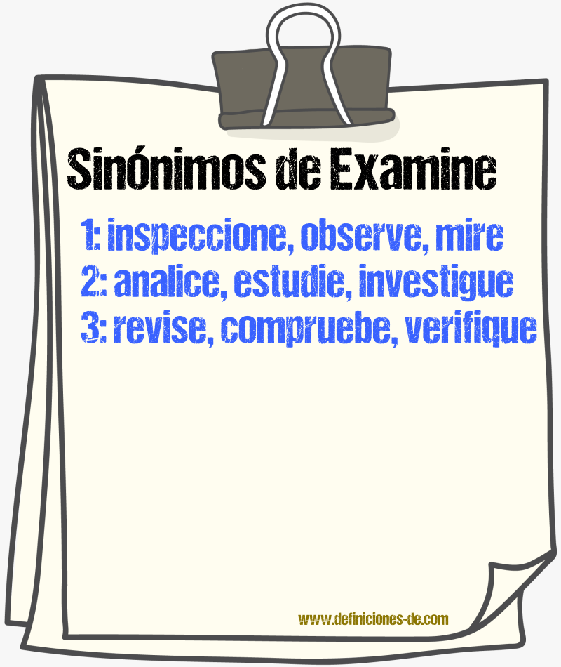 Sinónimos de examine