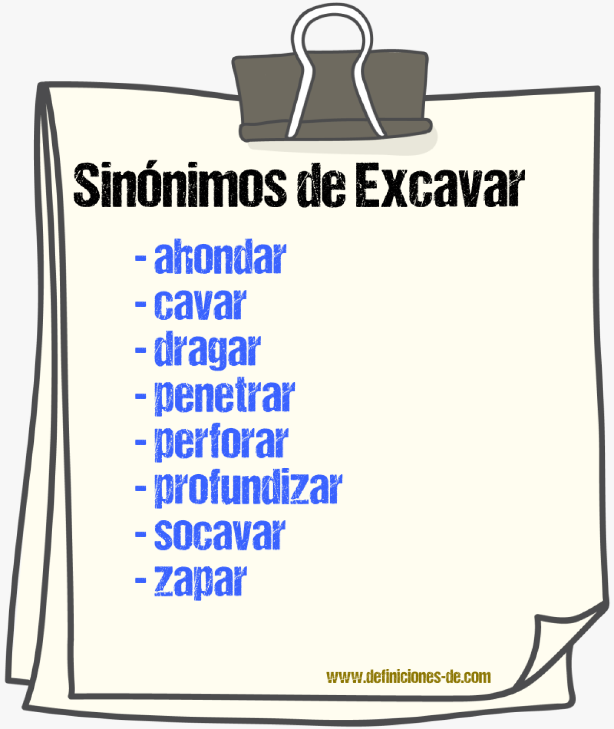 Sinnimos de excavar