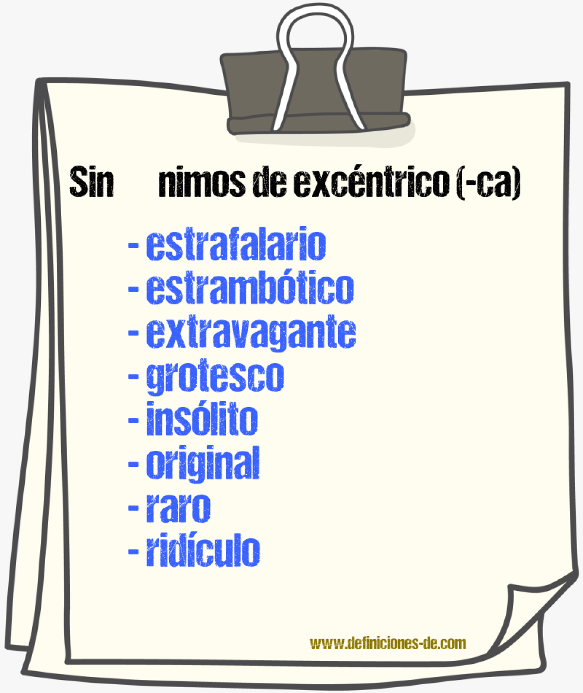 Sinnimos de excntrico