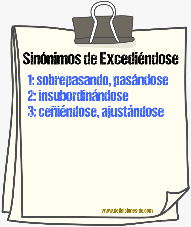 Sinónimos de excediéndose