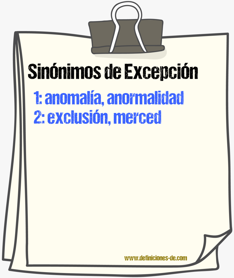 Sinnimos de excepcin