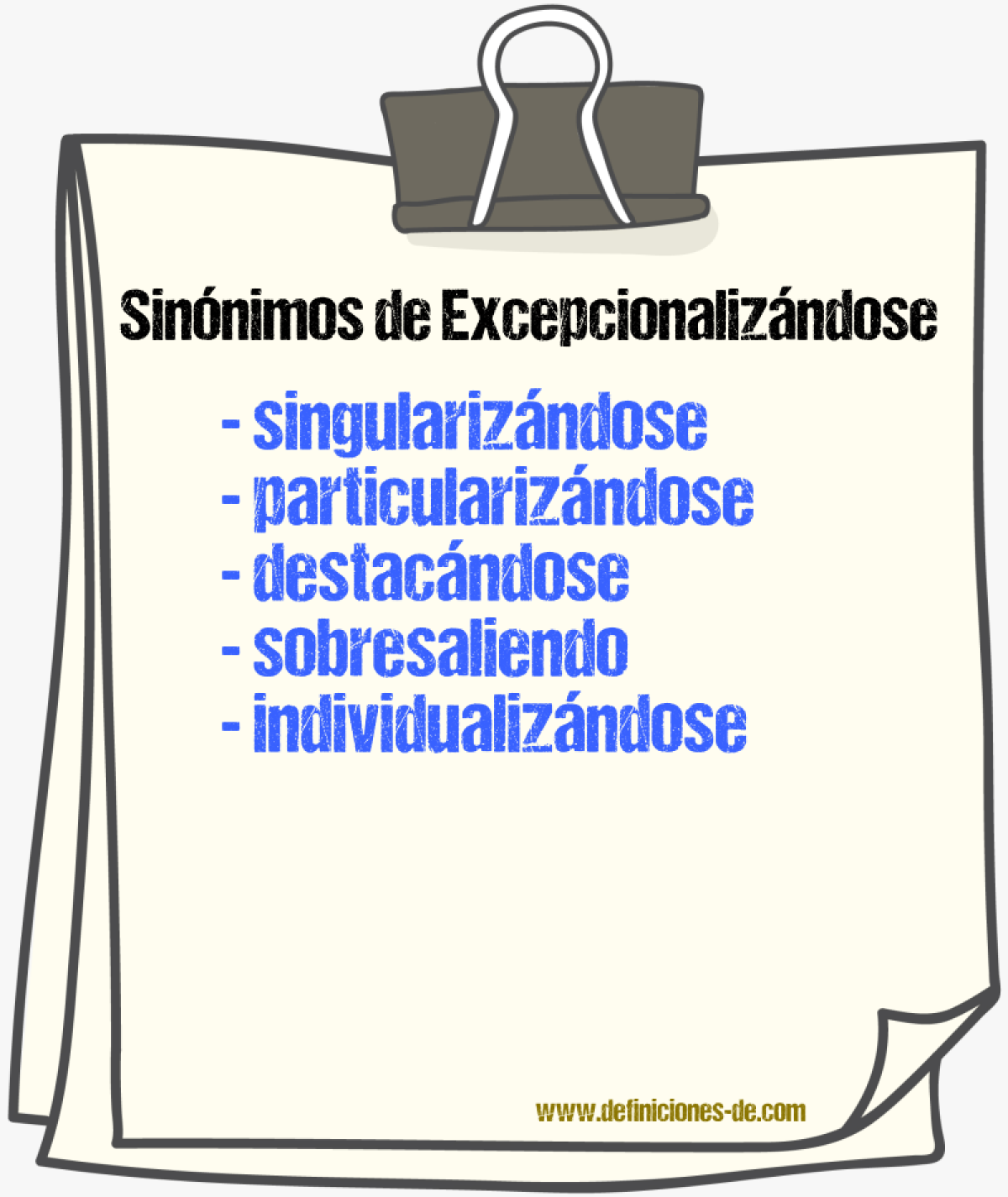 Sinónimos de excepcionalizándose