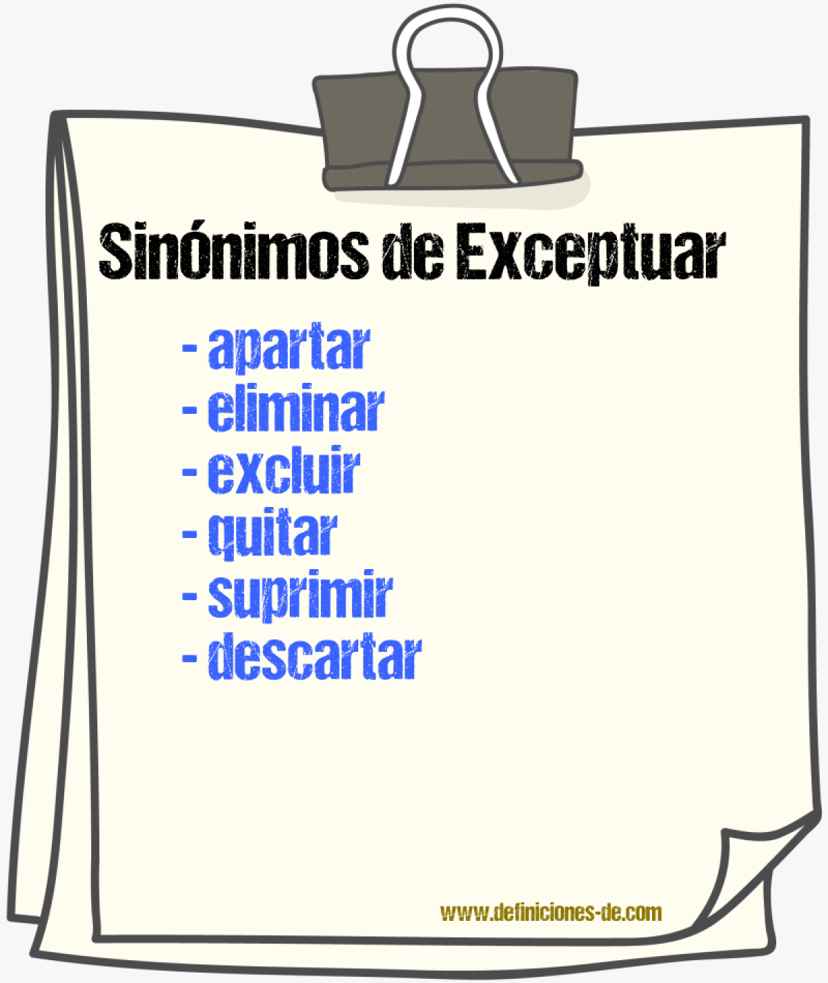 Sinnimos de exceptuar