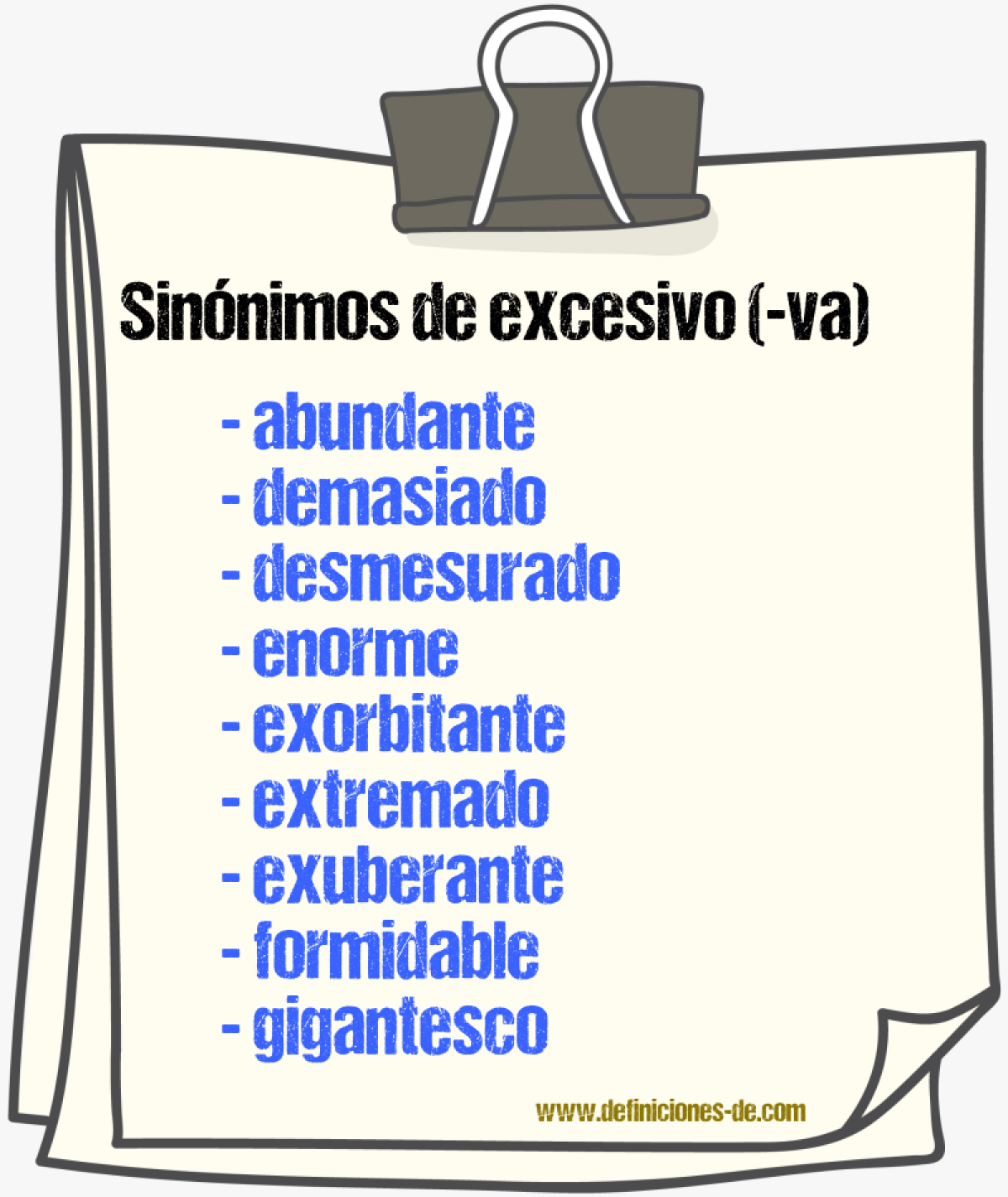 Sinnimos de excesivo