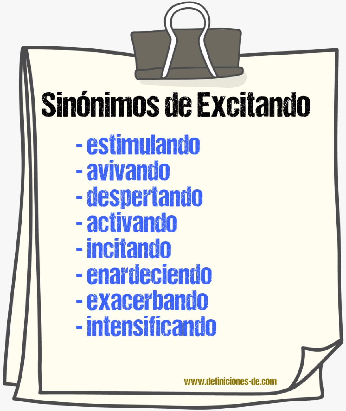 Sinónimos de excitando