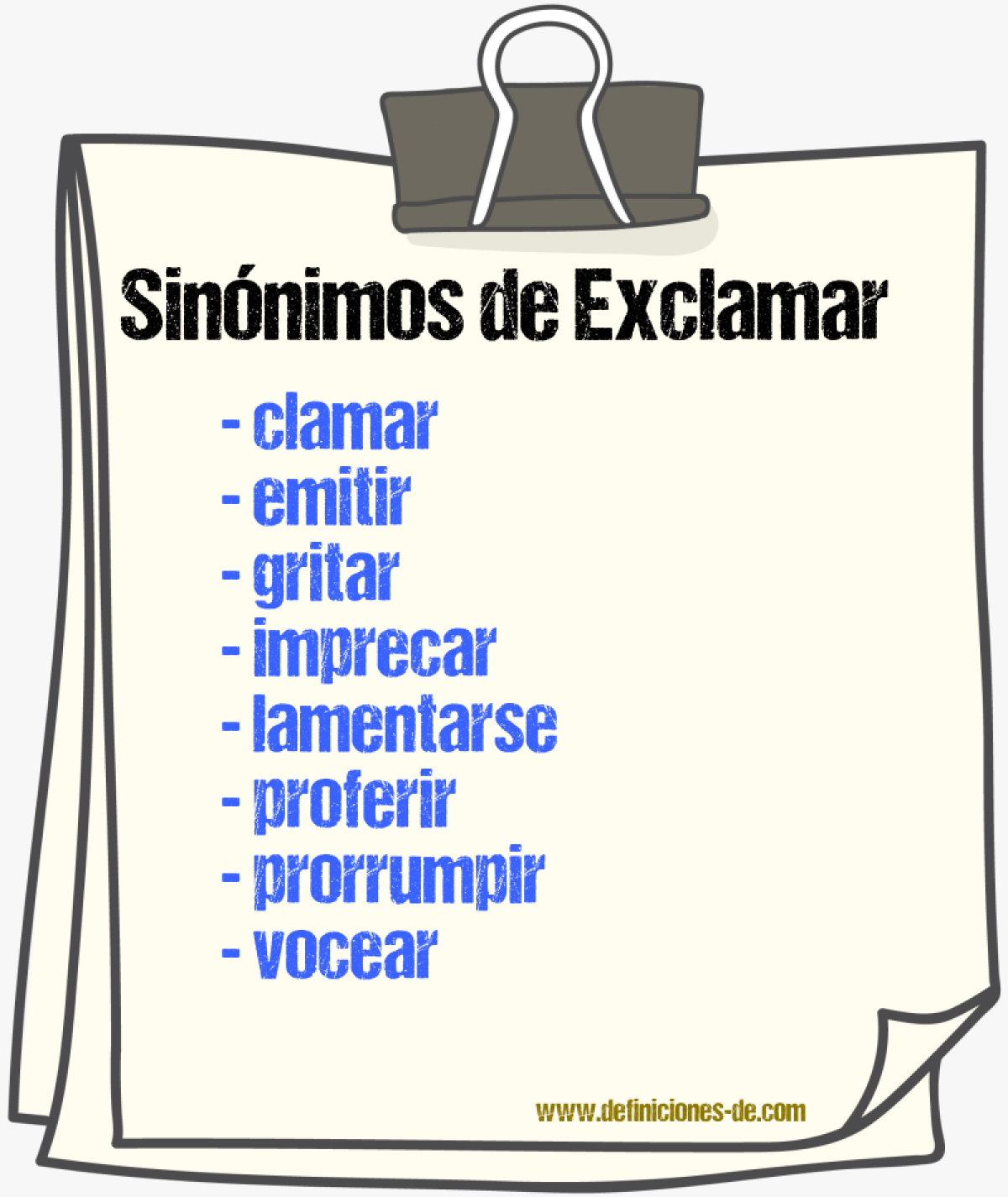 Sinnimos de exclamar