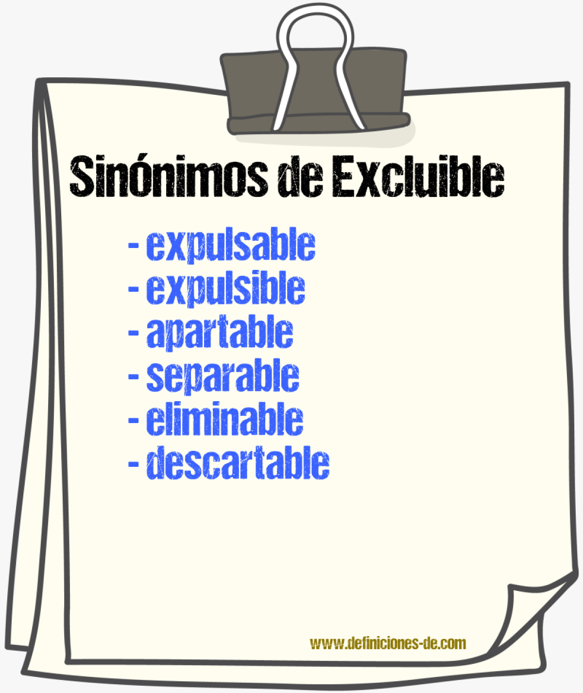 Sinónimos de excluible