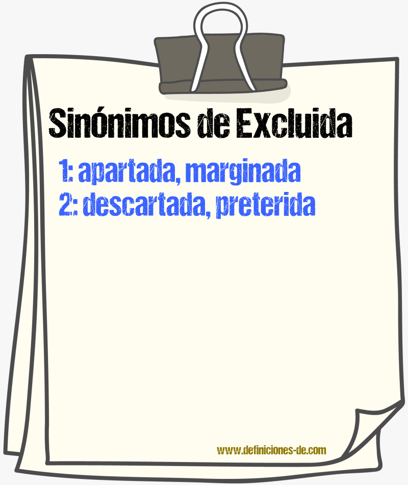 Sinónimos de excluida
