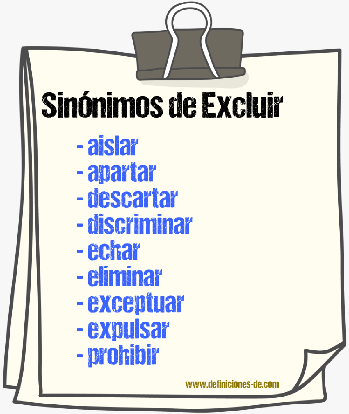 Sinnimos de excluir