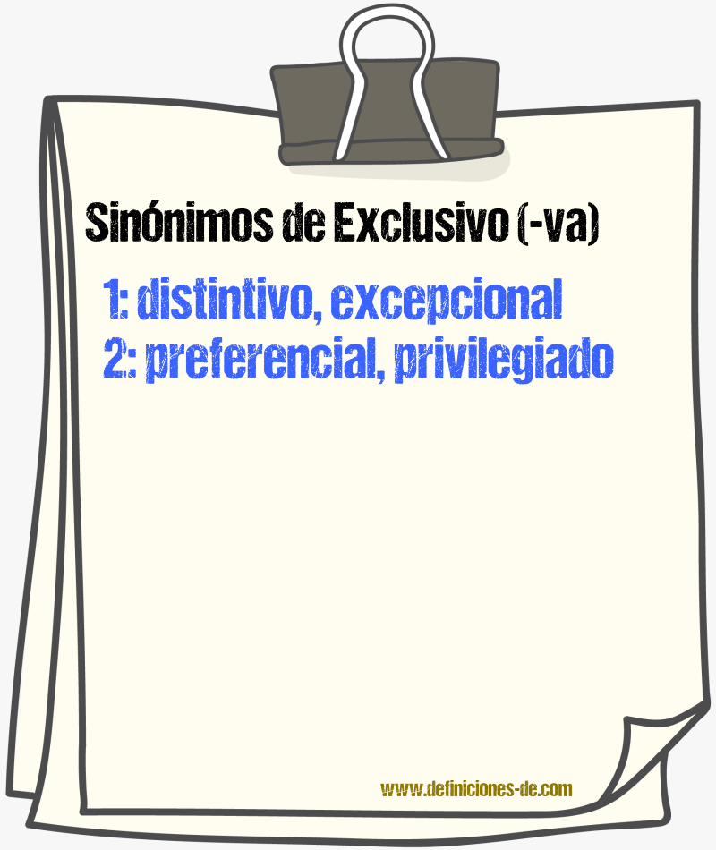 Sinnimos de exclusivo