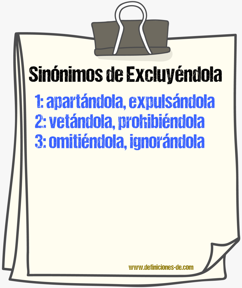Sinónimos de excluyéndola