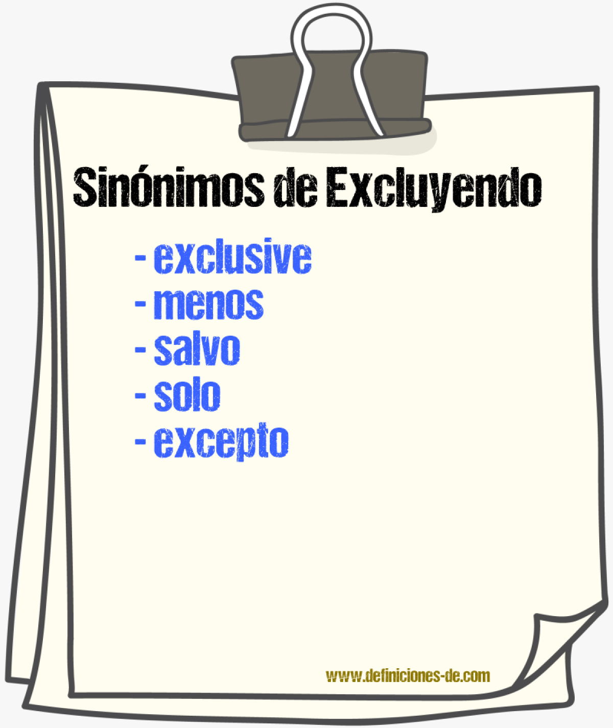 Sinnimos de excluyendo