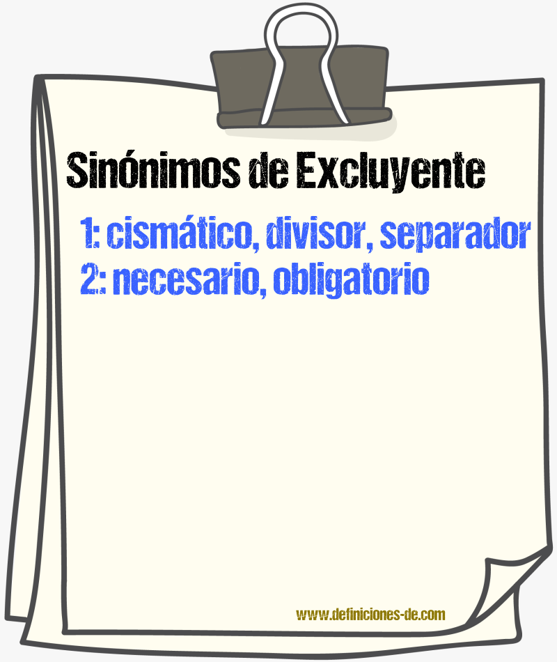 Sinnimos de excluyente