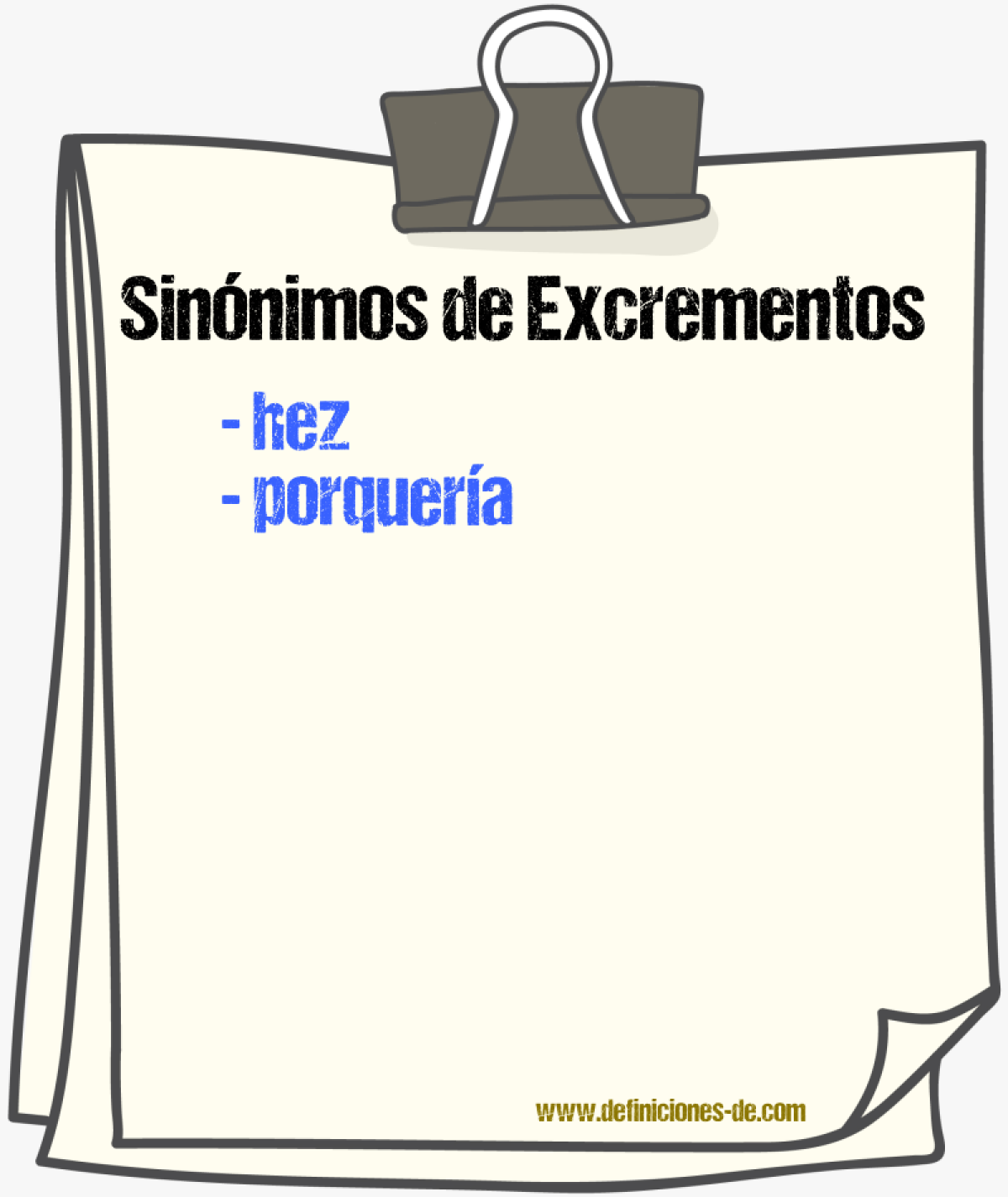 Sinnimos de excrementos