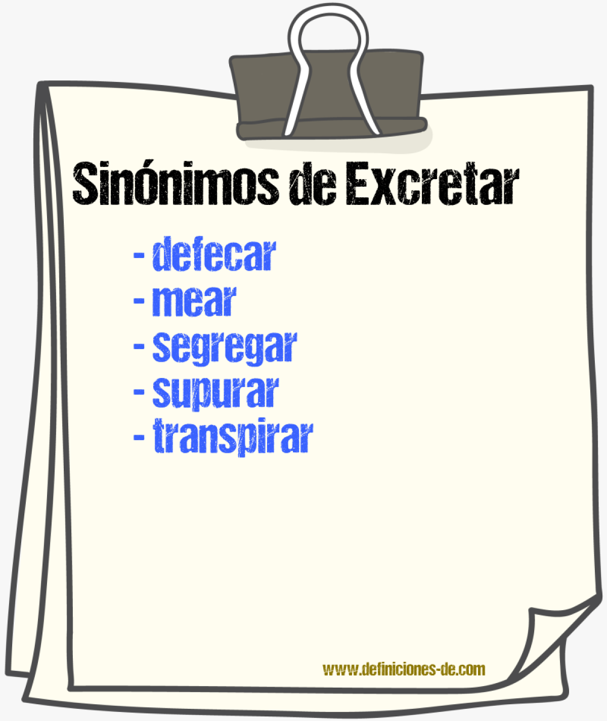 Sinnimos de excretar