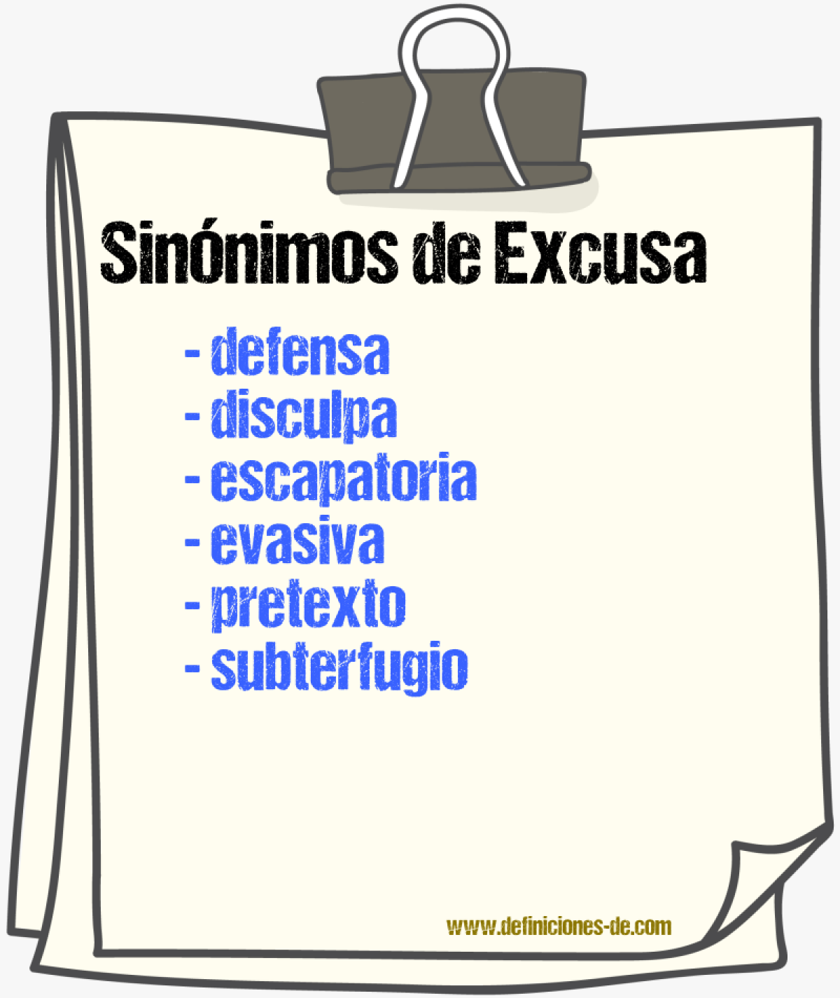 Sinnimos de excusa