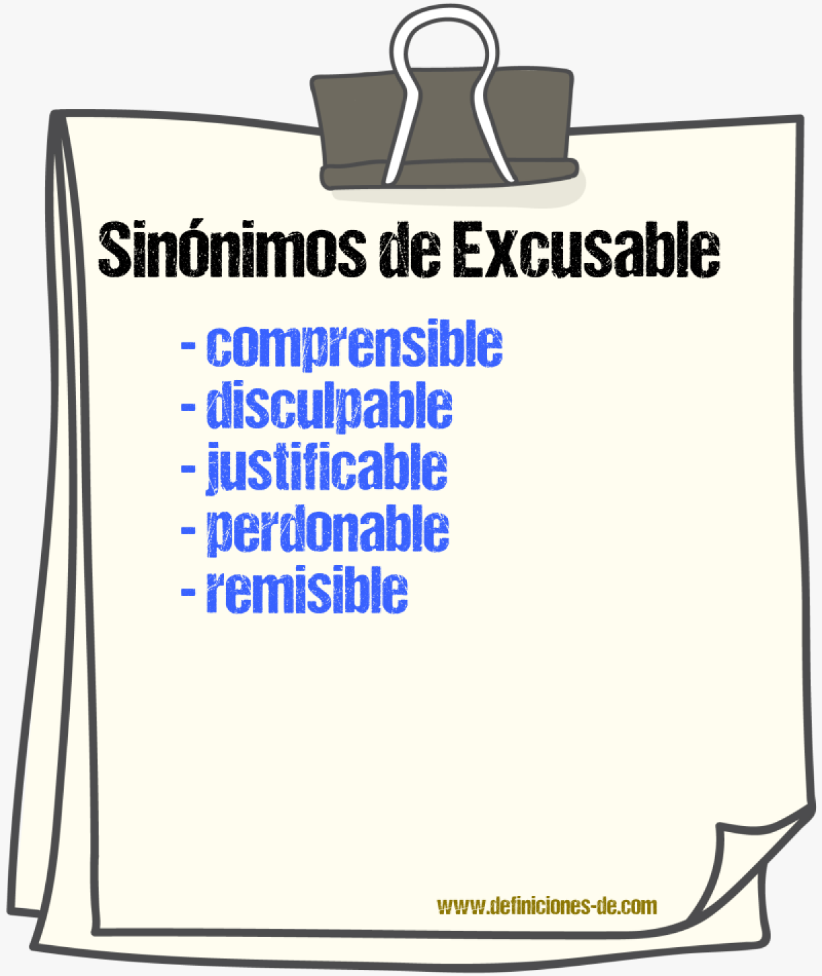 Sinnimos de excusable