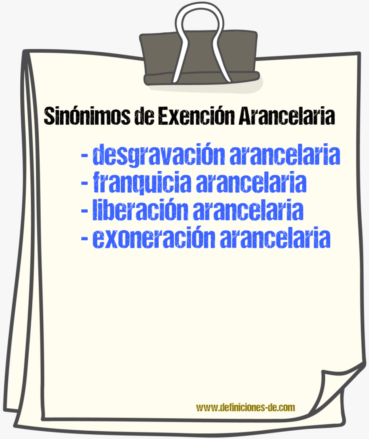 Sinónimos de exención arancelaria