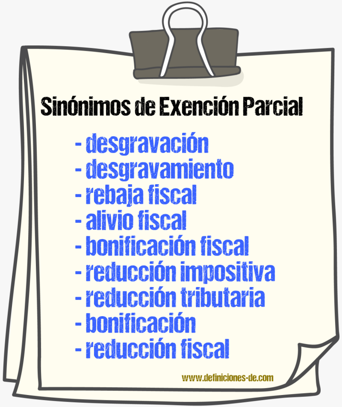 Sinónimos de exención parcial