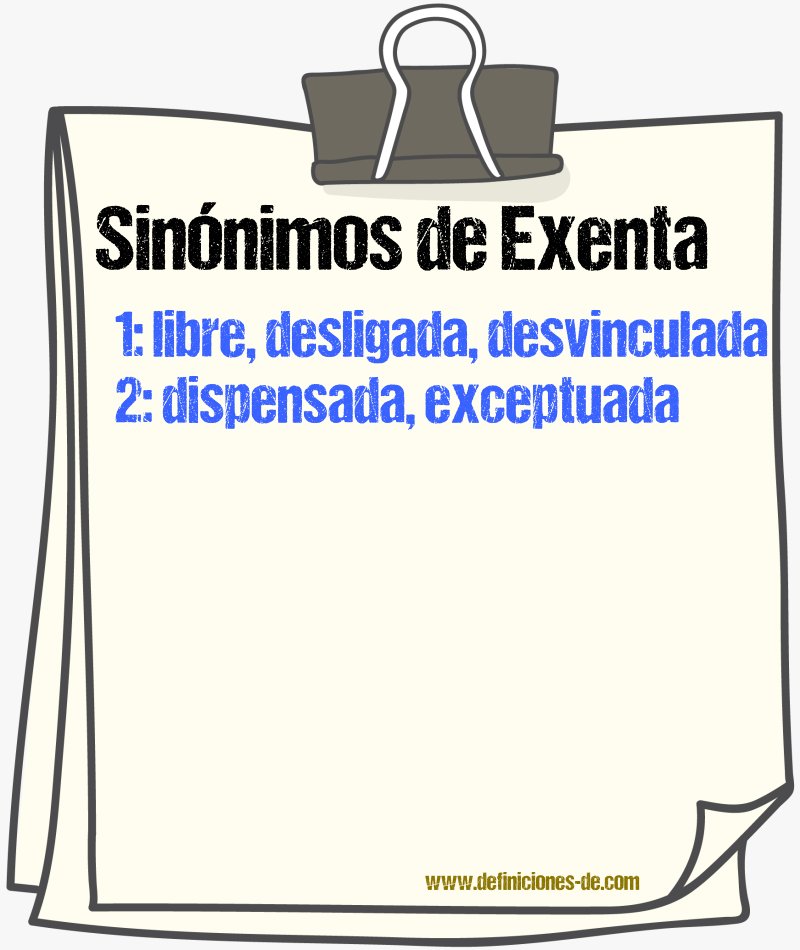 Sinónimos de exenta