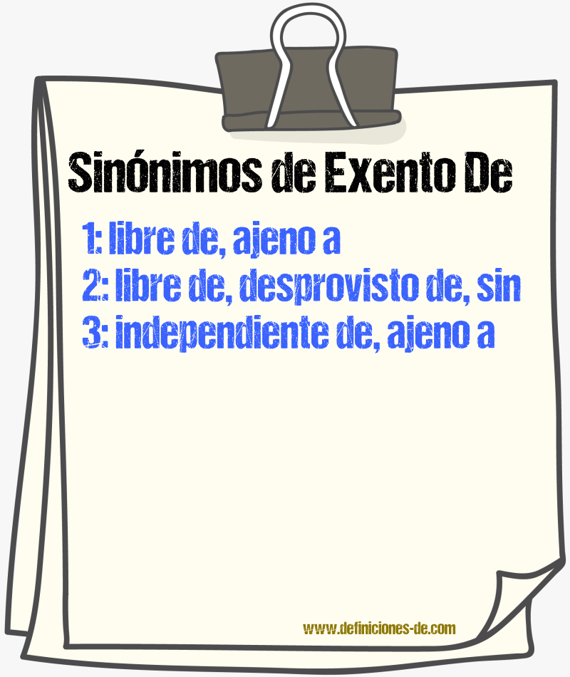 Sinónimos de exento de