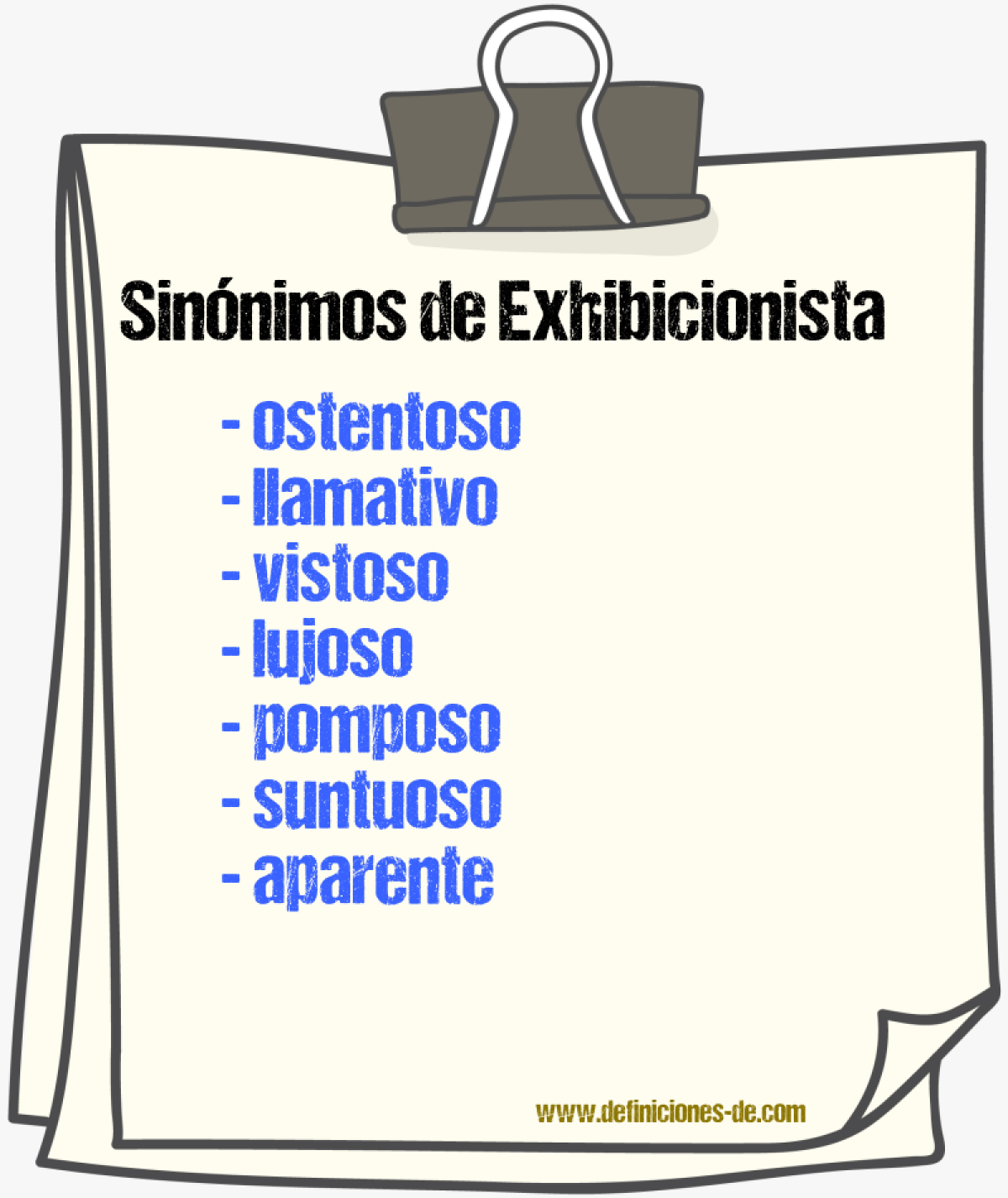 Sinónimos de exhibicionista