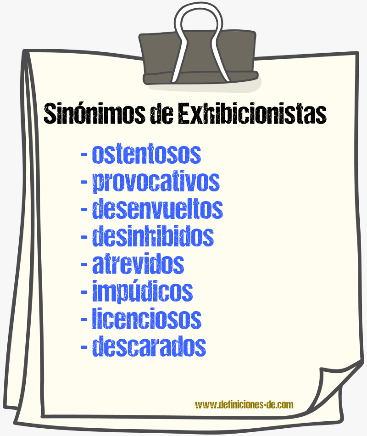 Sinónimos de exhibicionistas