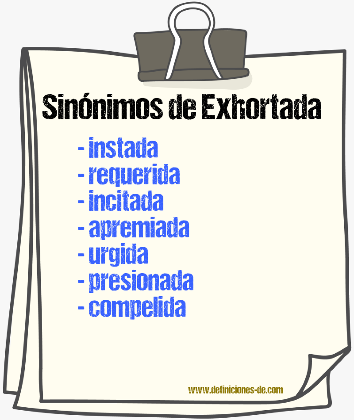 Sinónimos de exhortada