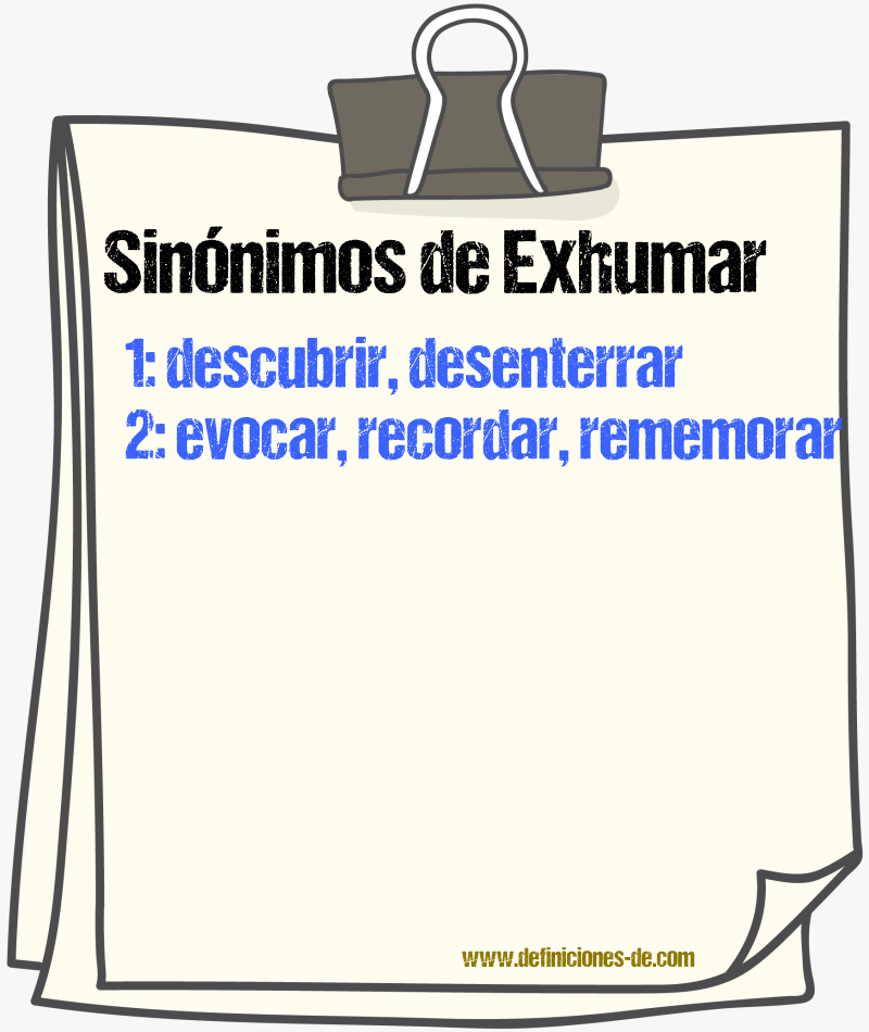 Sinnimos de exhumar