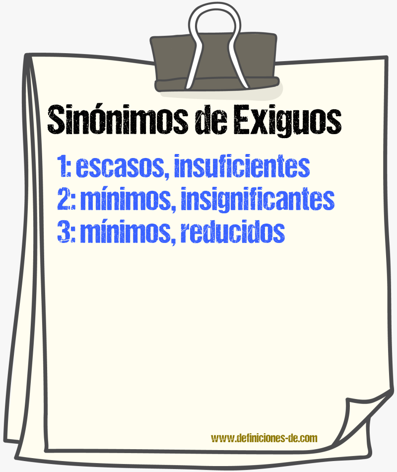 Sinónimos de exiguos