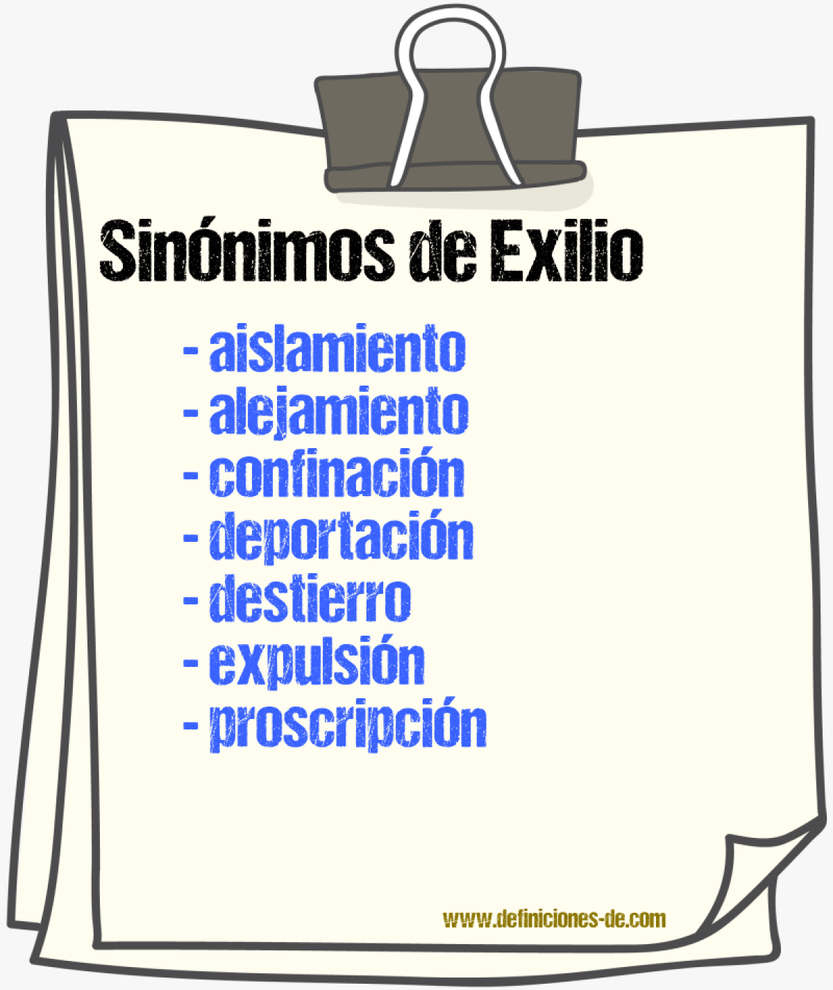 Sinnimos de exilio