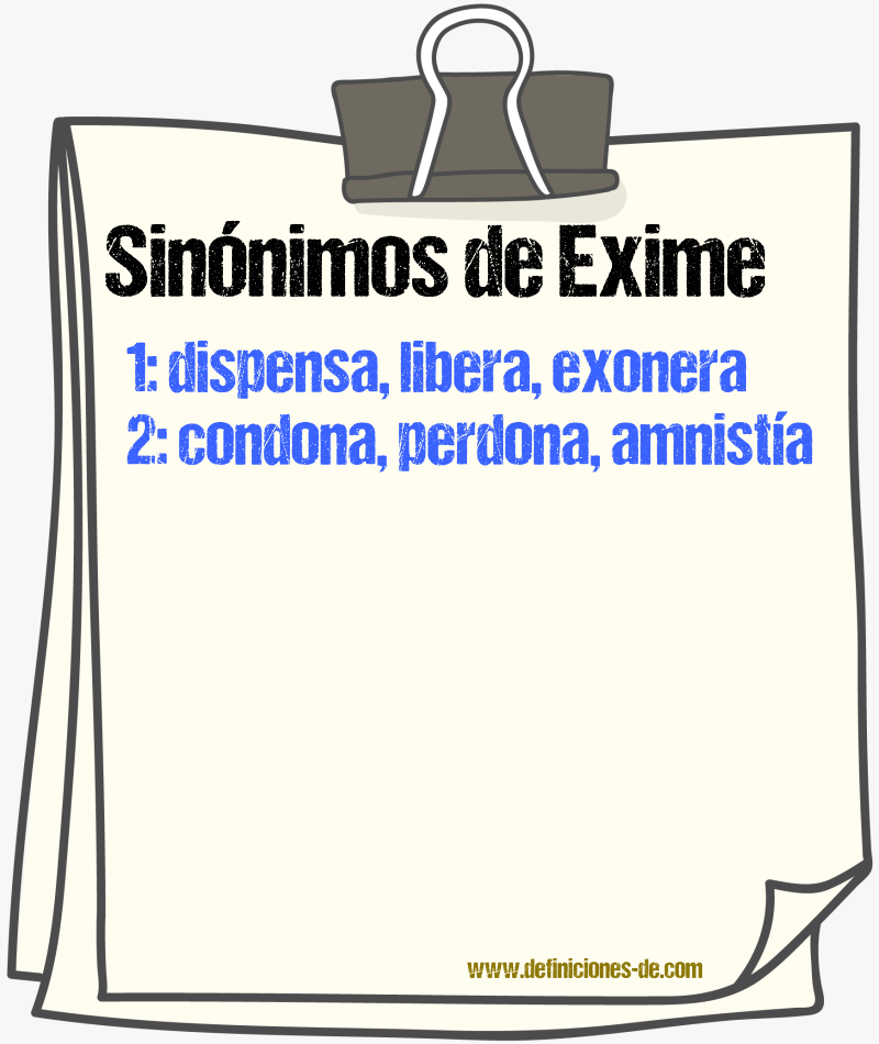 Sinónimos de exime