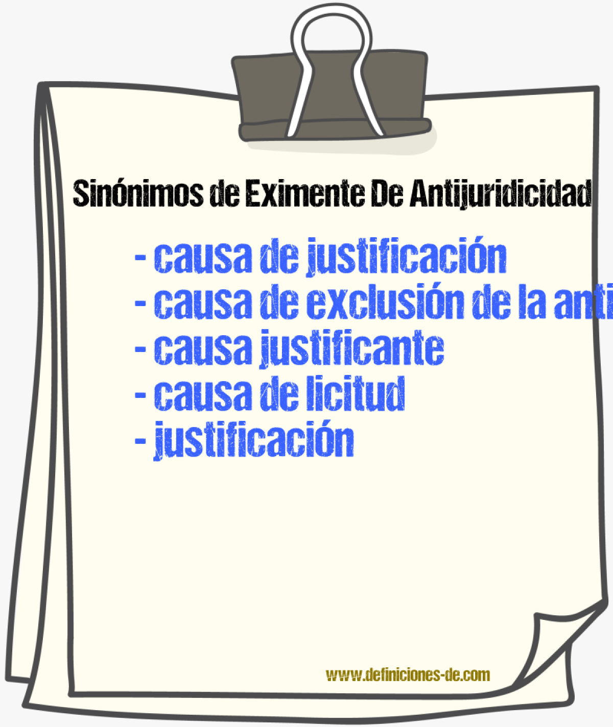 Sinónimos de eximente de antijuridicidad