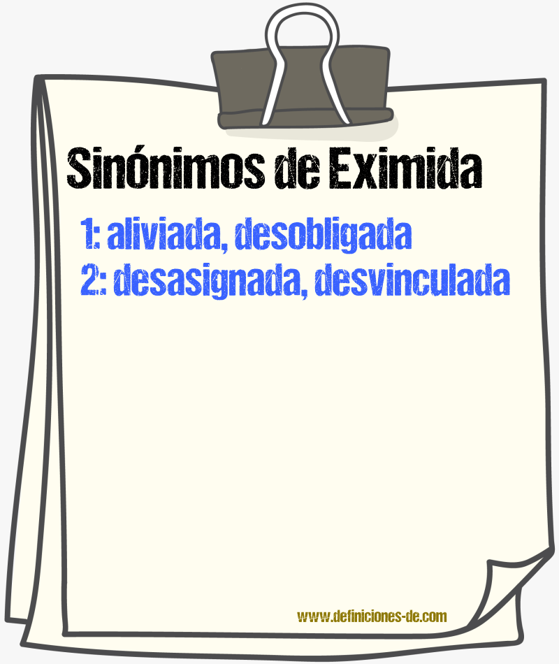 Sinónimos de eximida
