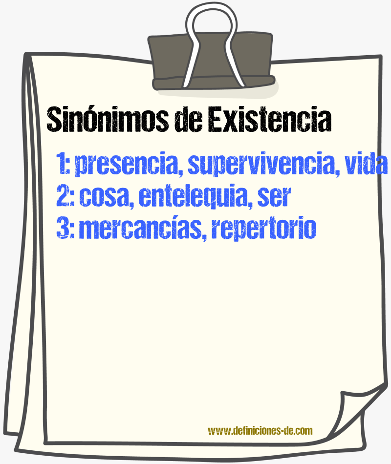 Sinnimos de existencia