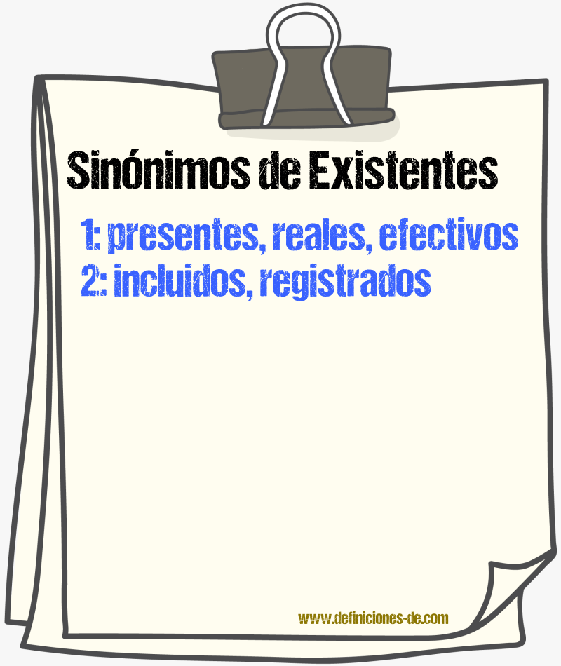 Sinónimos de existentes