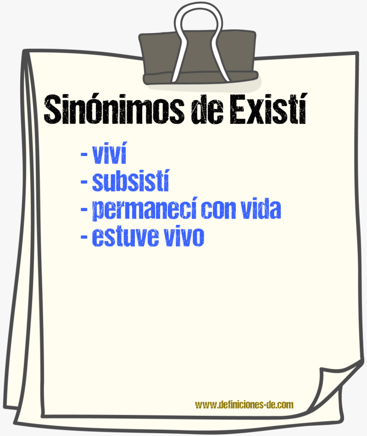 Sinónimos de existí
