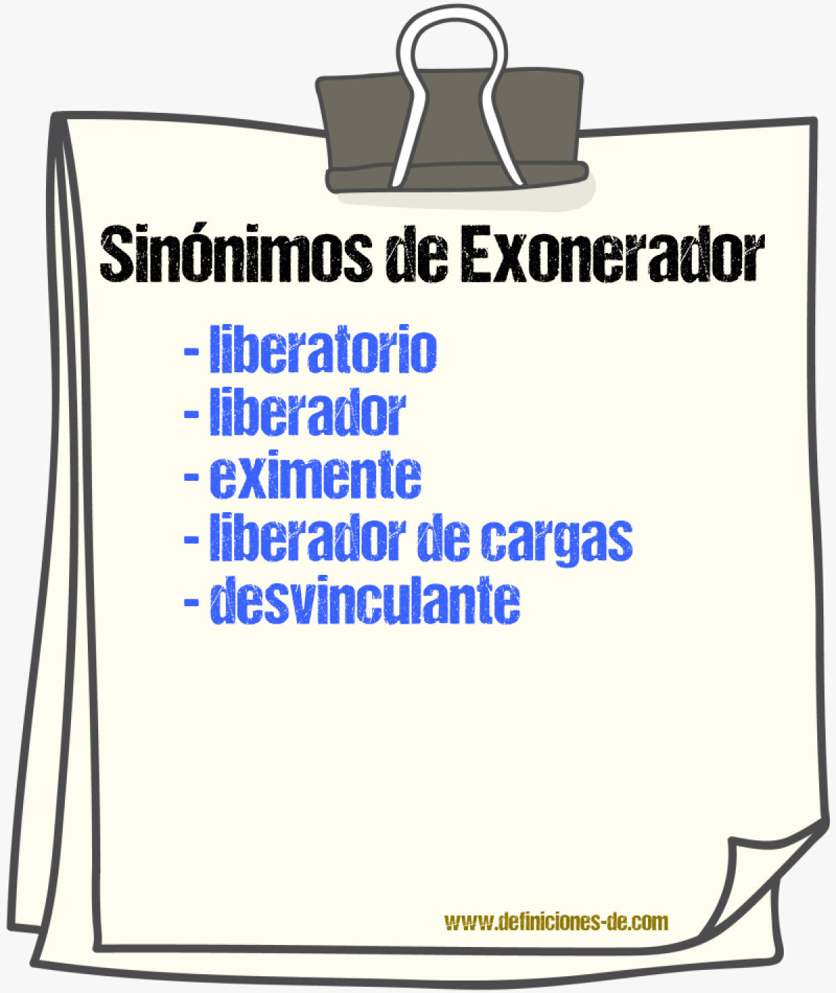 Sinónimos de exonerador