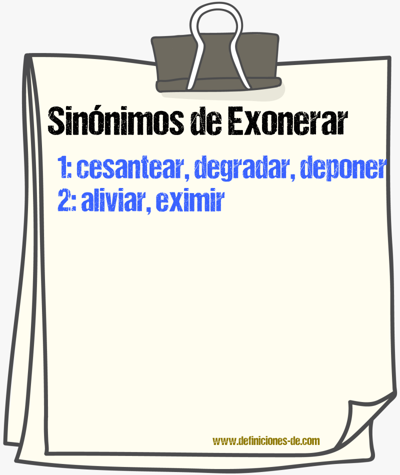 Sinnimos de exonerar