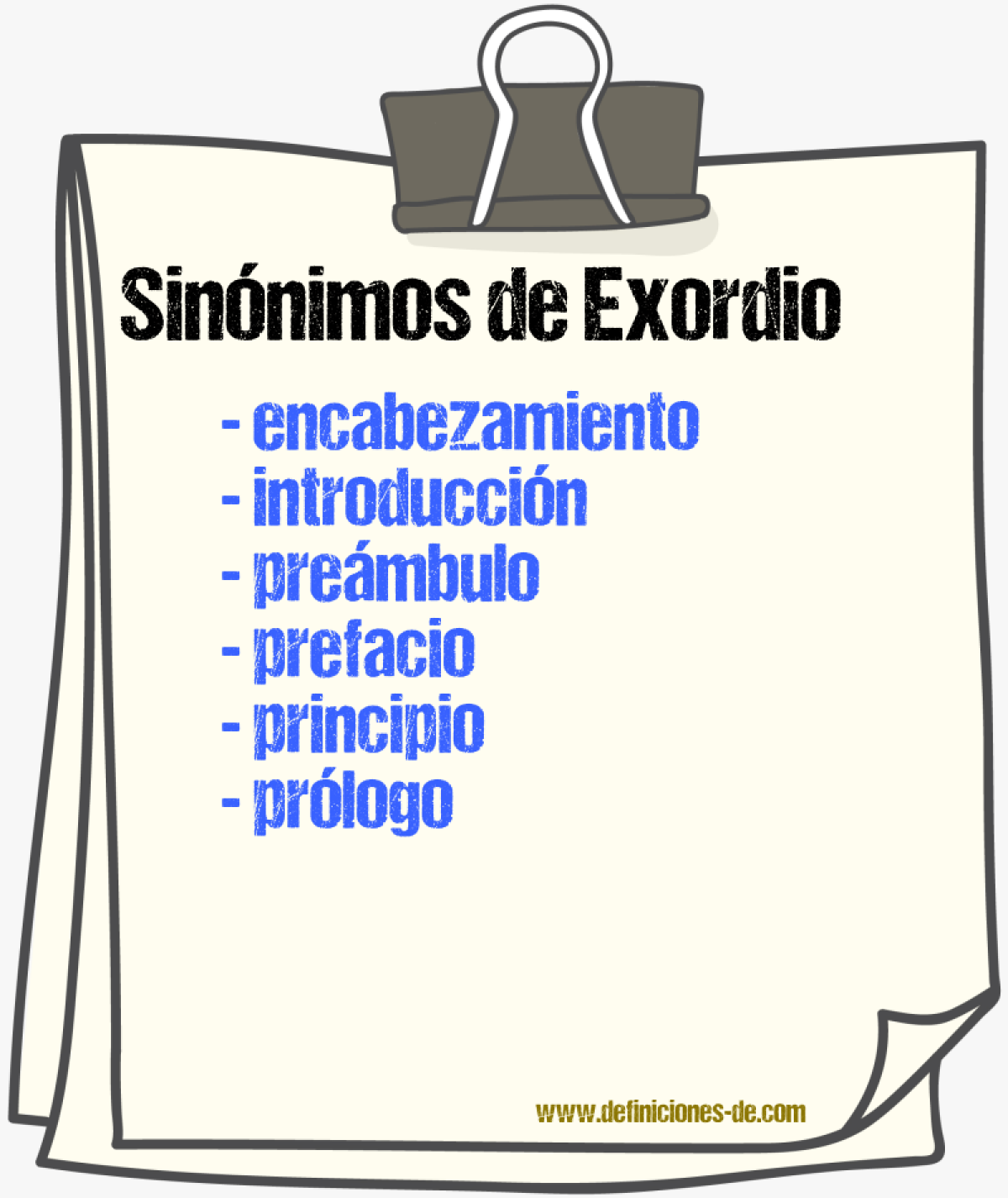 Sinnimos de exordio