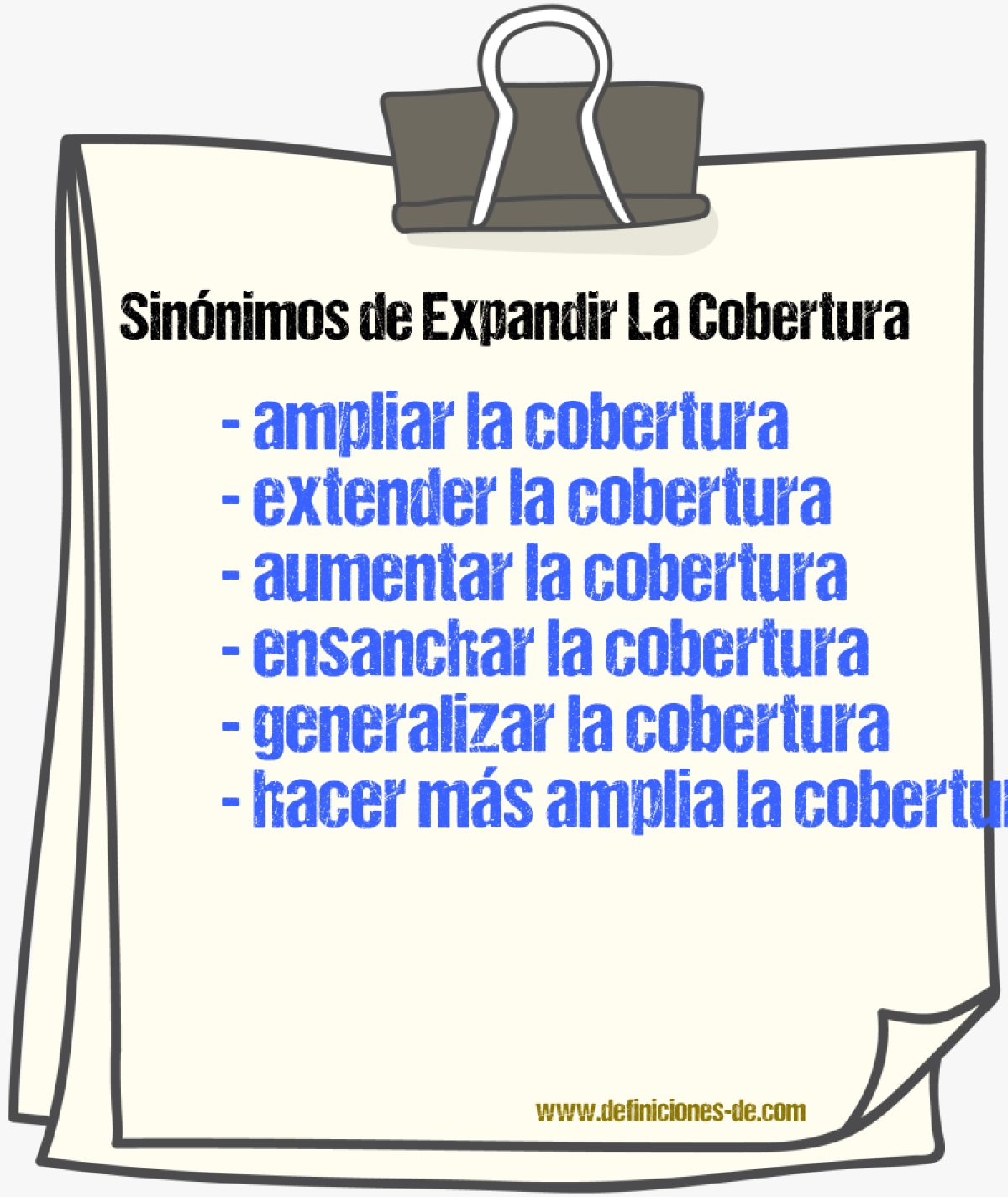 Sinónimos de expandir la cobertura