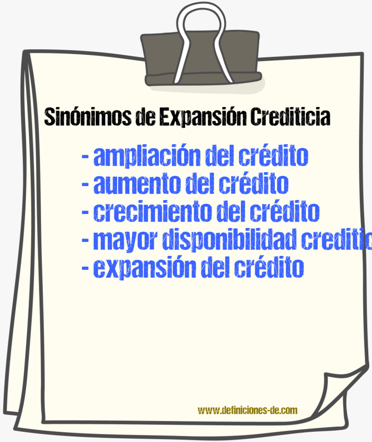 Sinónimos de expansión crediticia