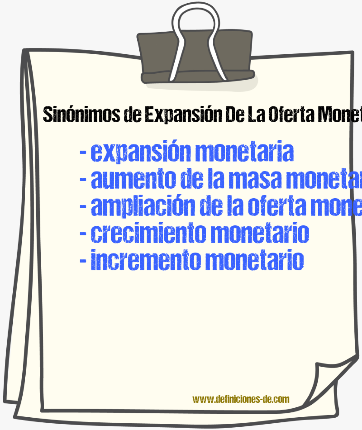 Sinónimos de expansión de la oferta monetaria